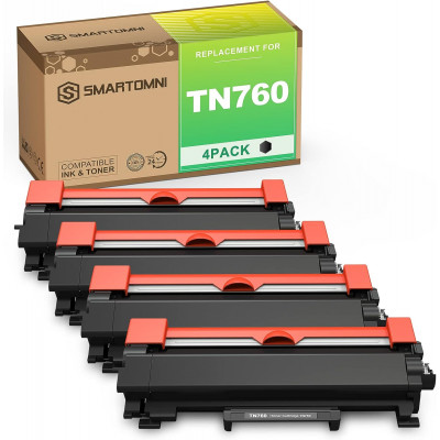 S SMARTOMNI Compatible TN760 TN730 Toner Cartridge Replacement for Brother TN-730 TN-760 (4-Packs High Yield)
